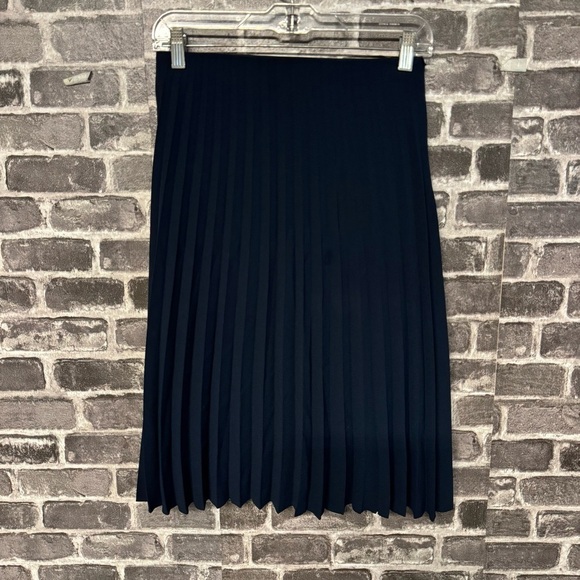 Everlane pleated midi skirt navy blue - Picture 1 of 7